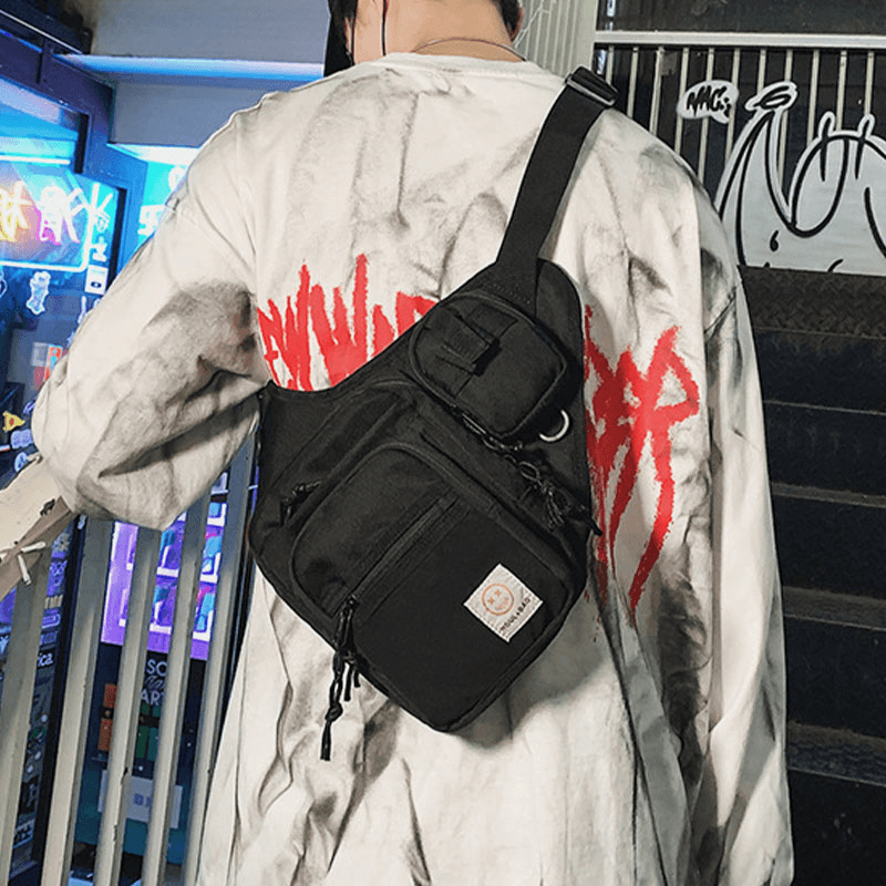 Unisex Oxford Cloth Multifunctional Tactical Reflective at Night Personality Hip-Hop Chest Bag Shoulder Bag - MRSLM