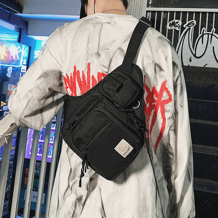 Unisex Oxford Cloth Multifunctional Tactical Reflective at Night Personality Hip-Hop Chest Bag Shoulder Bag - MRSLM