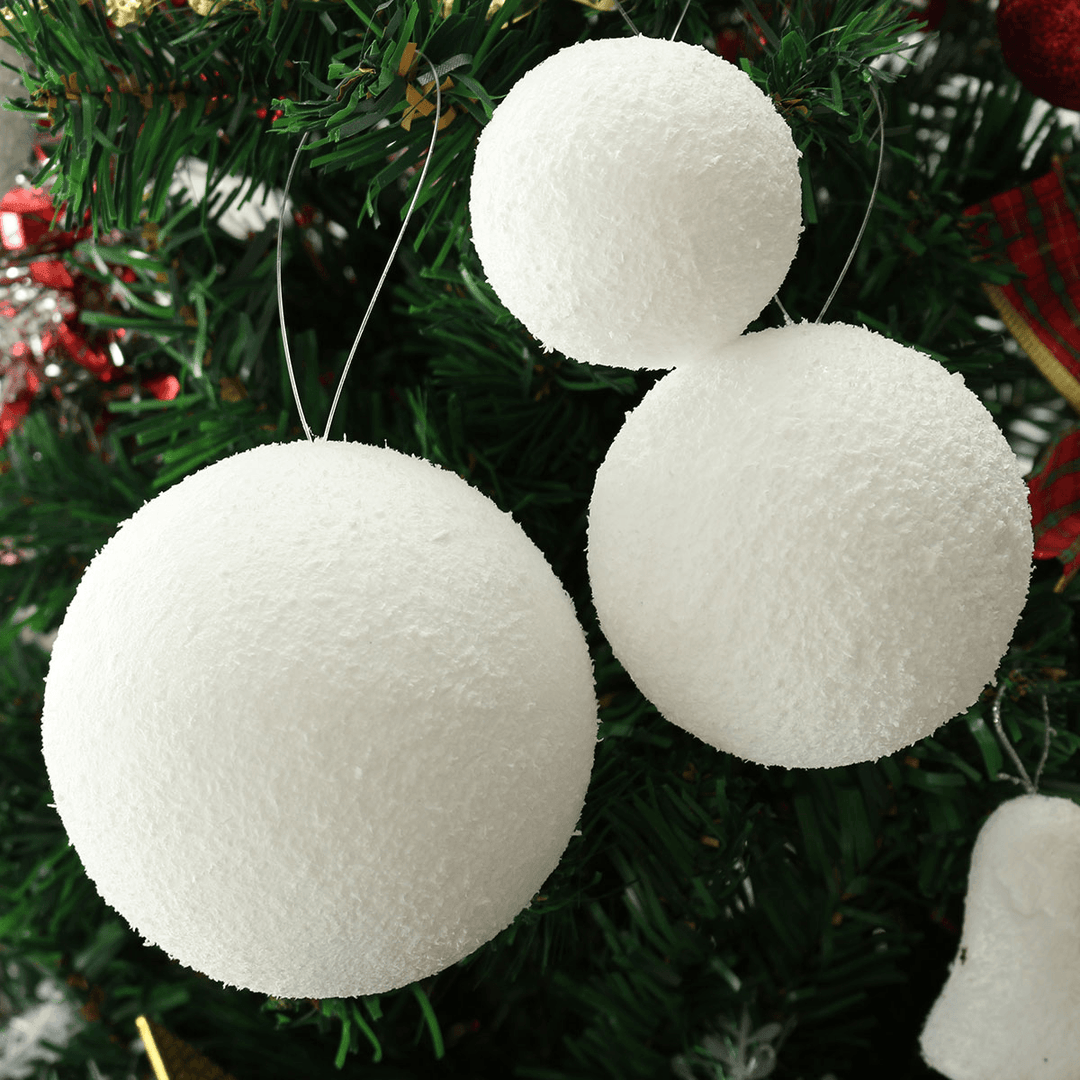 6Pcs 6/8/10Cm Christmas Snowball Balls Party Ornaments Bauble Xmas Tree Decorations - MRSLM