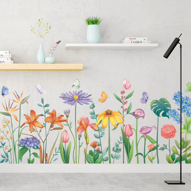 DIY Green Leaves Wall Stickers Flower for Bedroom Kitchen Kids Room Decorations - MRSLM