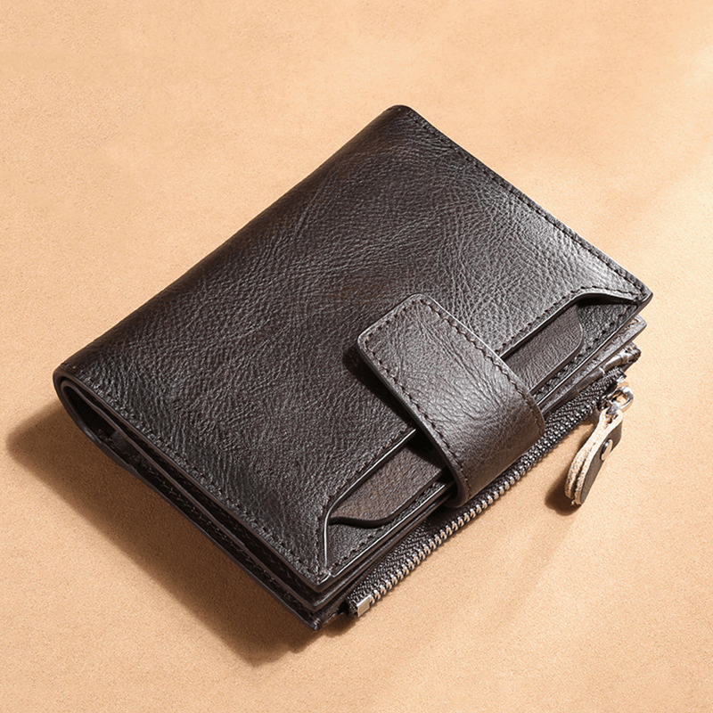 Men Genuine Leather Bifold Rfid-Blocking 18 Card Slot Retro Large Capacity Foldable Card Holder Wallet Coin Purse Driver'S License Wallet - MRSLM