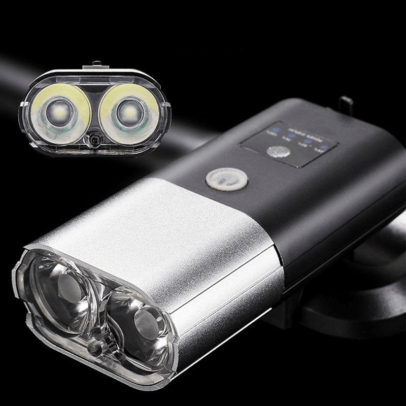 BIKIGHT 4000Mah Dual T6 Beads 3-In-1 Bike Headlight Rechargeable Horn Light Portable Waterproof Outdoor Cycling Bike Headlight - MRSLM