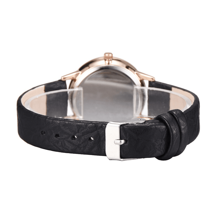 Deffrun Gold Case Retro Style Ladies Watch Roman Number PU Leather Band Quartz Watch - MRSLM