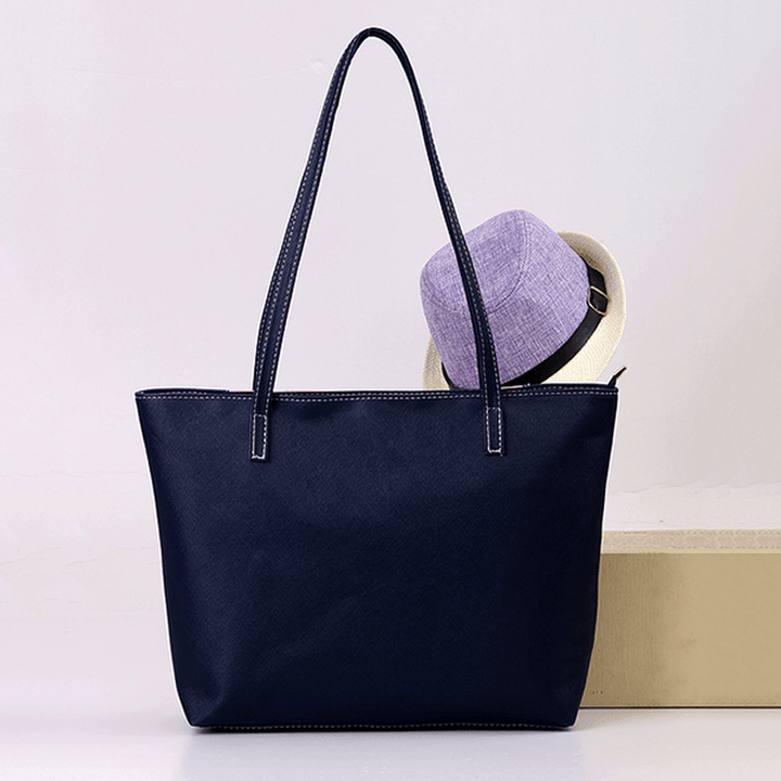 Women PU Leather Large Capacity Color Block Handbag Shoulder Bag - MRSLM