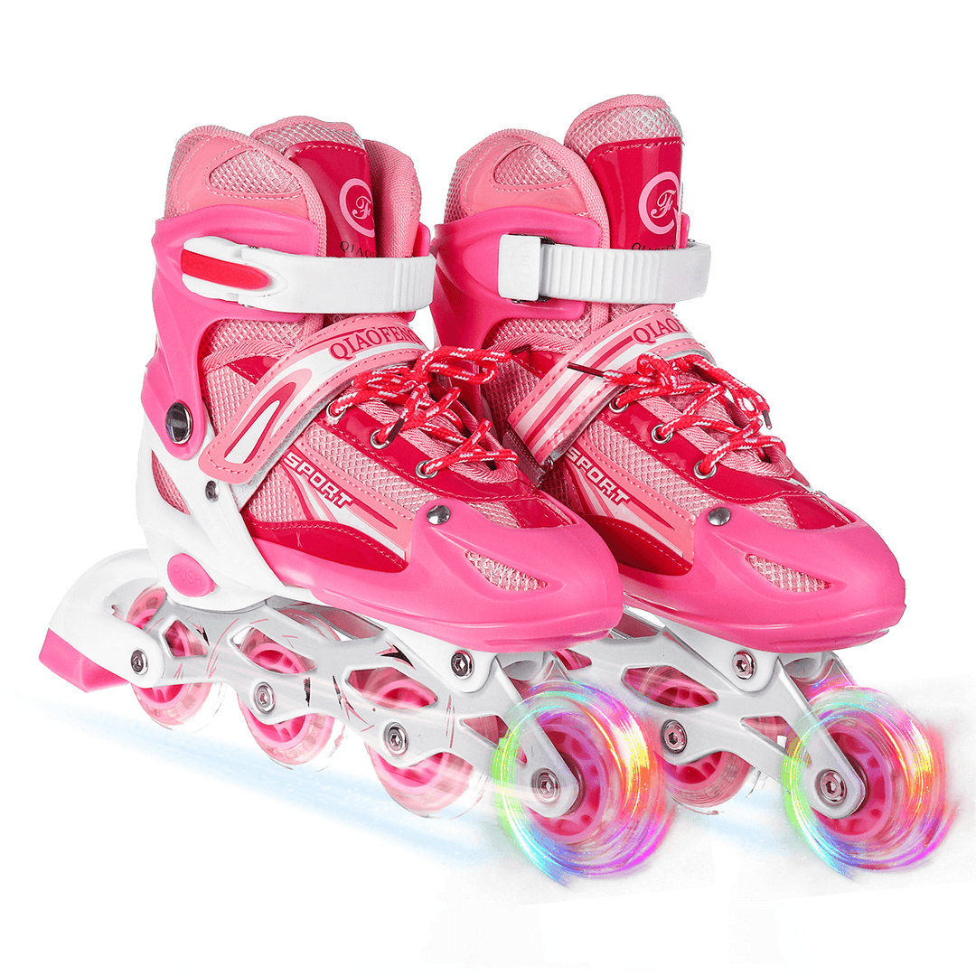 Adjustable Inline Skates Speed Skates Professional Sneakers Roller Blades with 1 Flashing Wheel for Kids Teen Adult - MRSLM