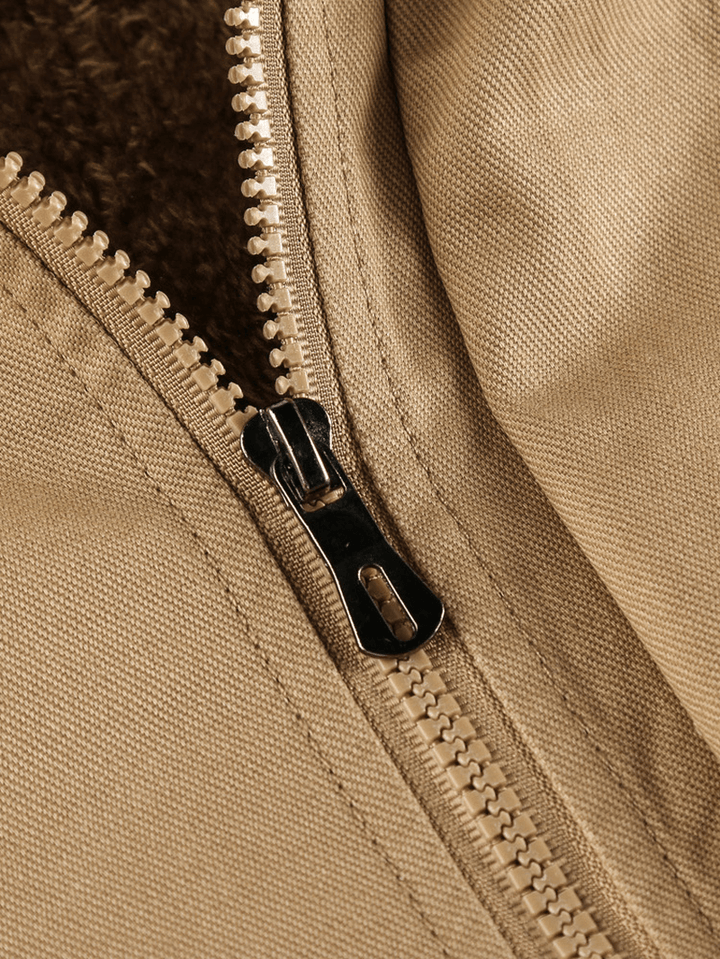 Mens Cotton Zipper through Pocket Thick Hooded Jackets - MRSLM