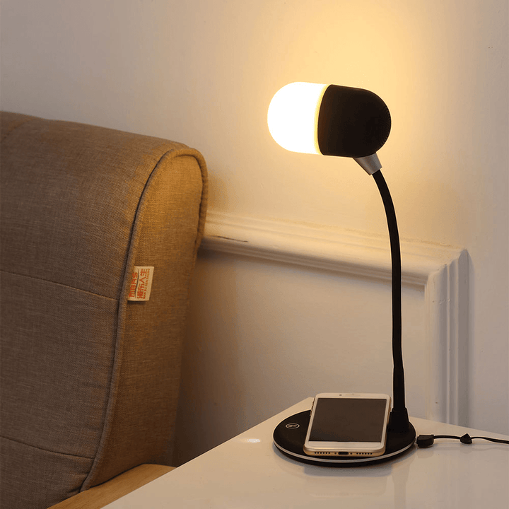Bluetooth Speaker Wireless Charger Table Lamp Universal Fast Charging Adjustable Brightness LED Portable Desk Lamp Wireless Charger - MRSLM