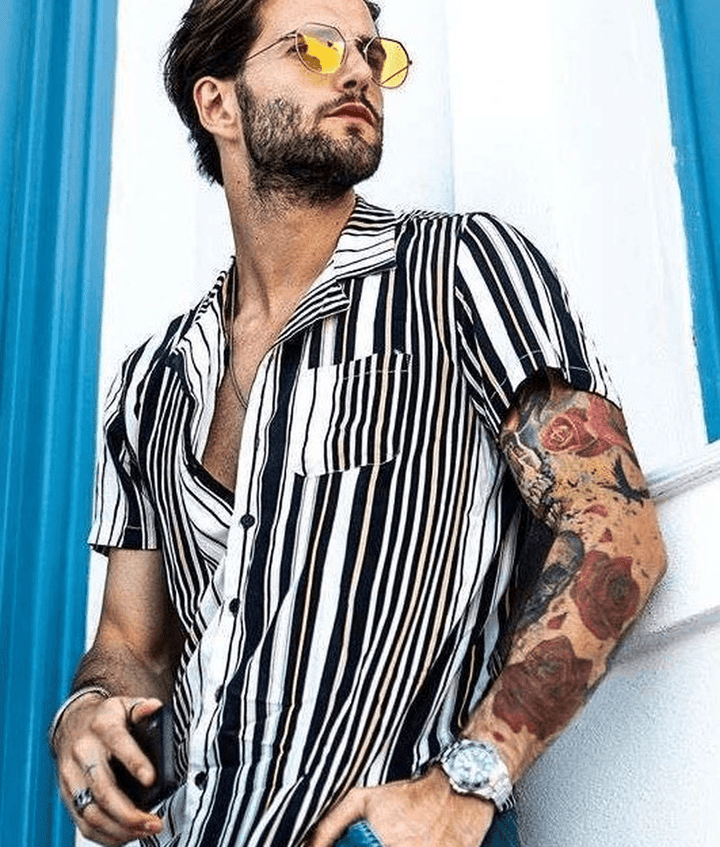 Men'S Short Sleeve Shirt Beach Top Streetwear - MRSLM