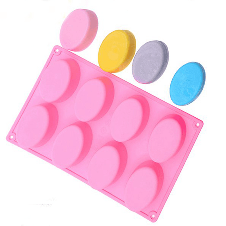 8-Cavity Oval Soap Mold Silicone Chocolate Mould Tray Homemade Muffin Making Tool Baking Mould - MRSLM