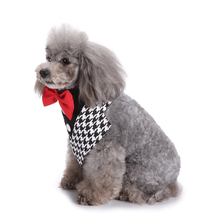 Formal Dog Bow Ties Tuxedo Bandana Collar with Bowtie Adjustable Neckerchief for Party - MRSLM