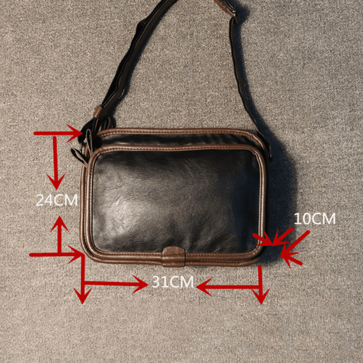 Men Casual Soft Leather Back Anti-Theft Pocket Crossbody Bags Messenger Shoulder Bag - MRSLM