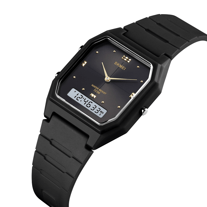 SKMEI 1604 Fashion Women Digital Watch Date Display Chronograph Alarm Clock Exquisite Small Dial Female Dual Display Watch - MRSLM