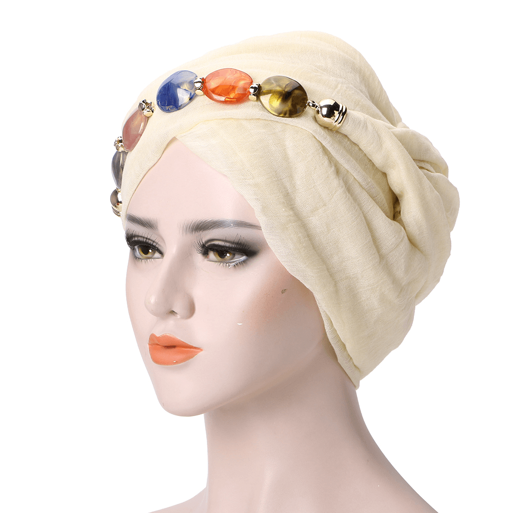 Women Lace Shawls Islamic Hijab Long Scarf Headwear Turban Cap - MRSLM