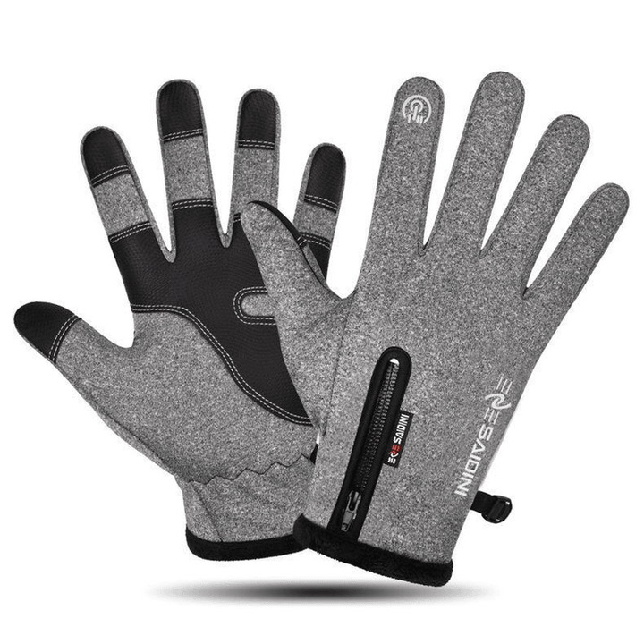 Men'S Autumn and Winter Gloves Touch Screen Zipper Waterproof Riding Outdoor - MRSLM