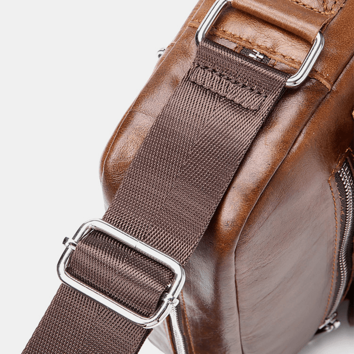 Men Business Retro Genuine Leather Waterproof Wear-Resisting Crossbody Bag - MRSLM