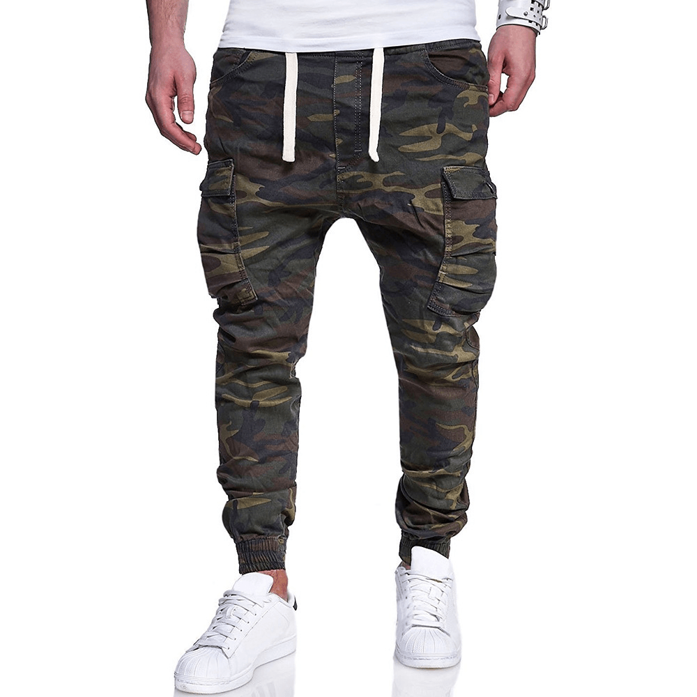 Men'S Fashion Camouflage Printed Tether Belt Casual Pants - MRSLM