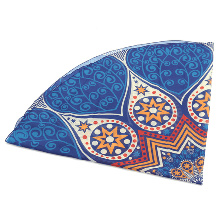 145Cm round Blue Fish Print Thin Chiffon Beach Shawl Mat Mandala Tablecloth Bed Sheet Tapestry - MRSLM
