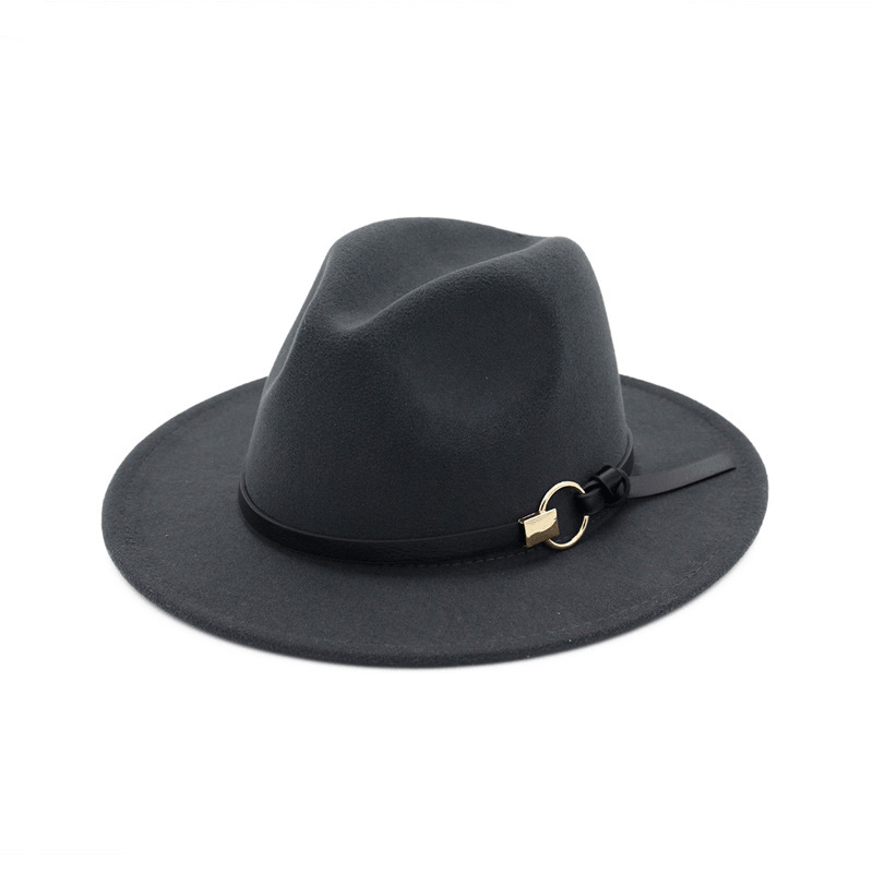 Simple Belt Flat Brim and Big Rim All-Match Jazz Hat - MRSLM