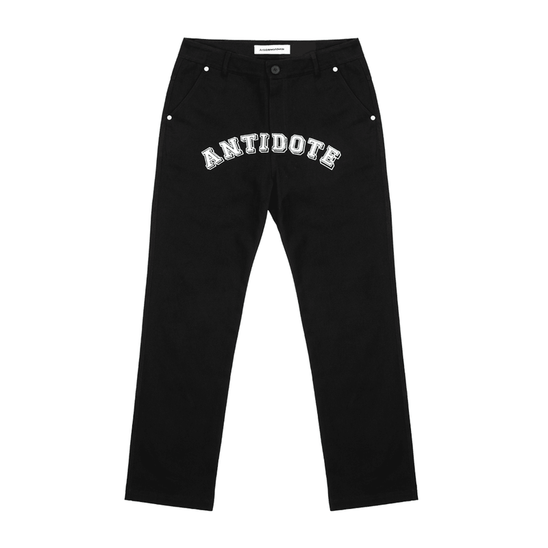 men's black embroidered casual trousers, view 3 - MRSLM