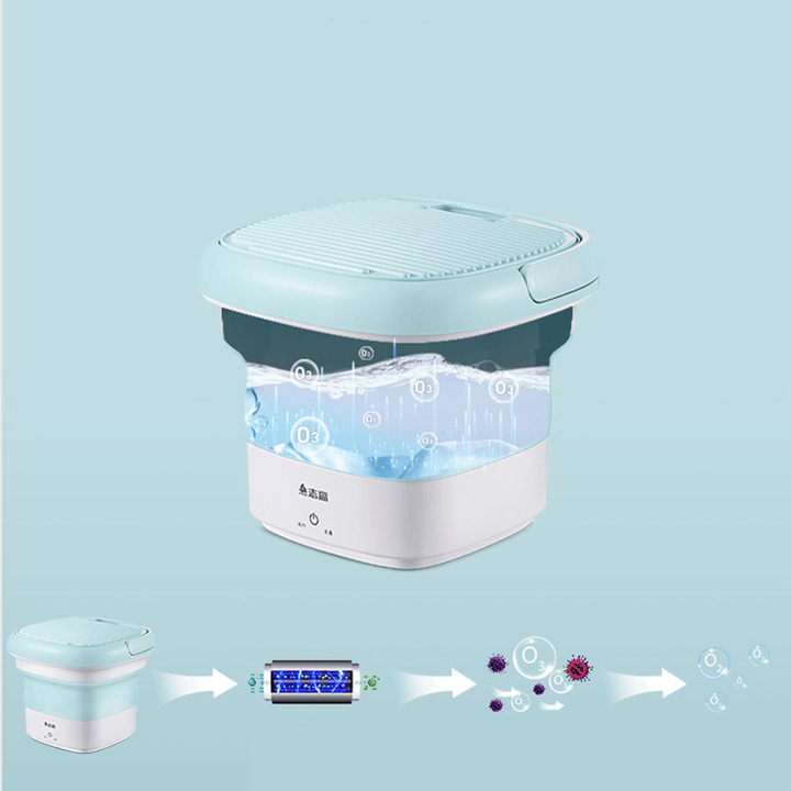 CHIGO Ozone Sterilization Mini Washing Machine Foldable Bucket Type Laundry Clothes Washer Cleaner Travel Carry-On Folding Washing Machine Travel - MRSLM