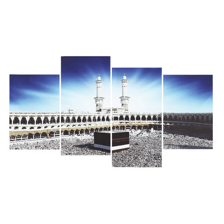 4 PCS Wall Art Print Mecca Islamic Kaaba Hajj Canvas Paintings Decor - MRSLM