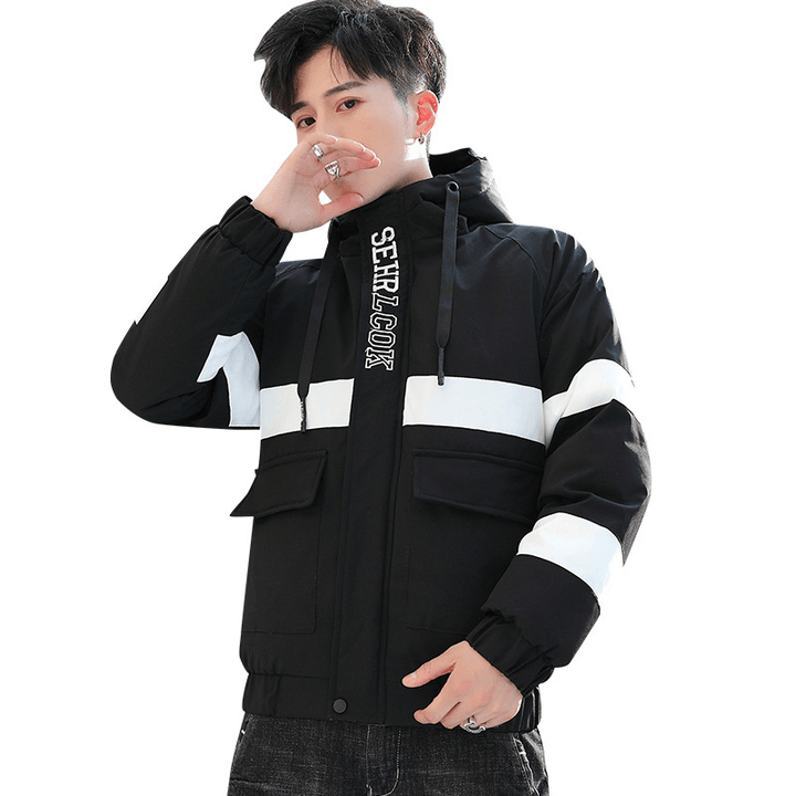 Korean Style Short Padded Jacket Men'S Thick Warm All-Match Cotton Coat - MRSLM