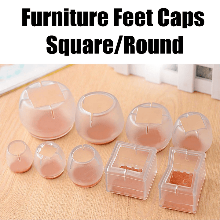 Silicone Square round Furniture Feet Caps Table Chair Leg Pads Floor Protector Scratchproof - MRSLM