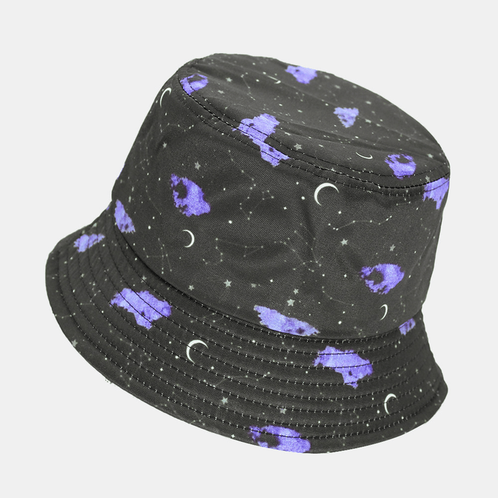 Unisex Moon Starry Sky Print Bucket Hat Wide Brim Outdoor Sunscreen Hat - MRSLM