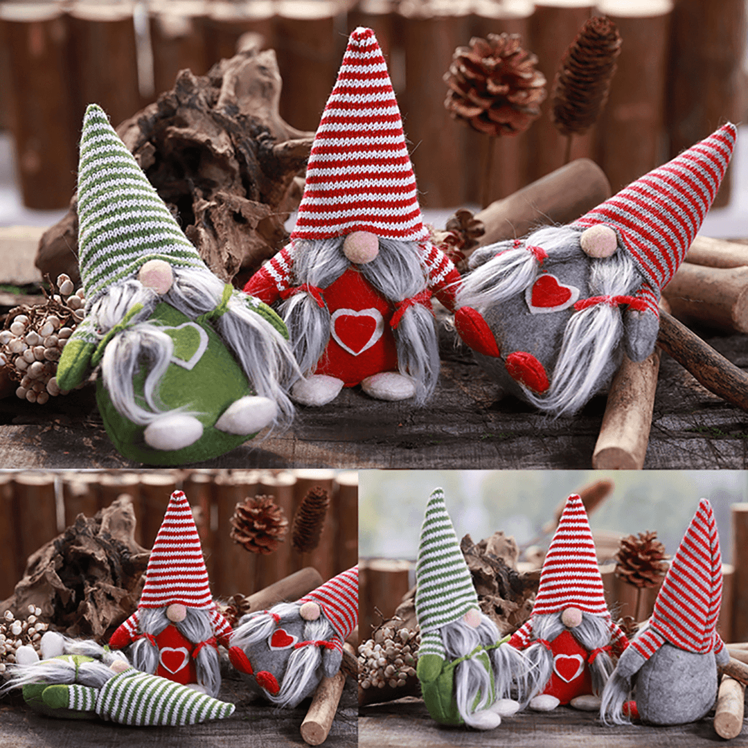 Non-Woven Hat with Heart Handmade Gnome Santa Christmas Figurines Ornament Holiday Table Decorations Festive Present - MRSLM
