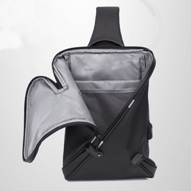 USB anti Theft Crossbody Bag Men Chest Bag Waterproof Detachable Shoulder Bag for Camping Travel - MRSLM