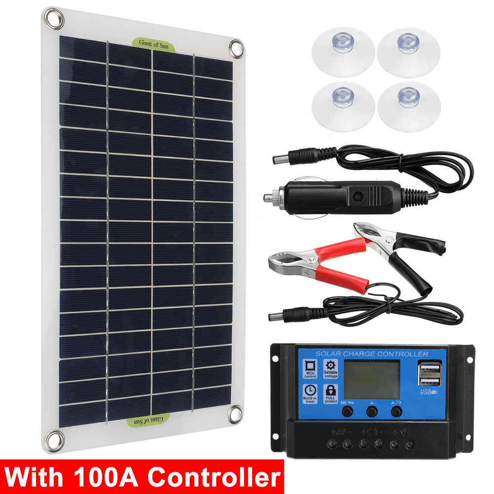 50W Solar Panel Portable Flexible Monocrystalline Solar Kit W/ 10A/30A/60A/100A Controller - MRSLM