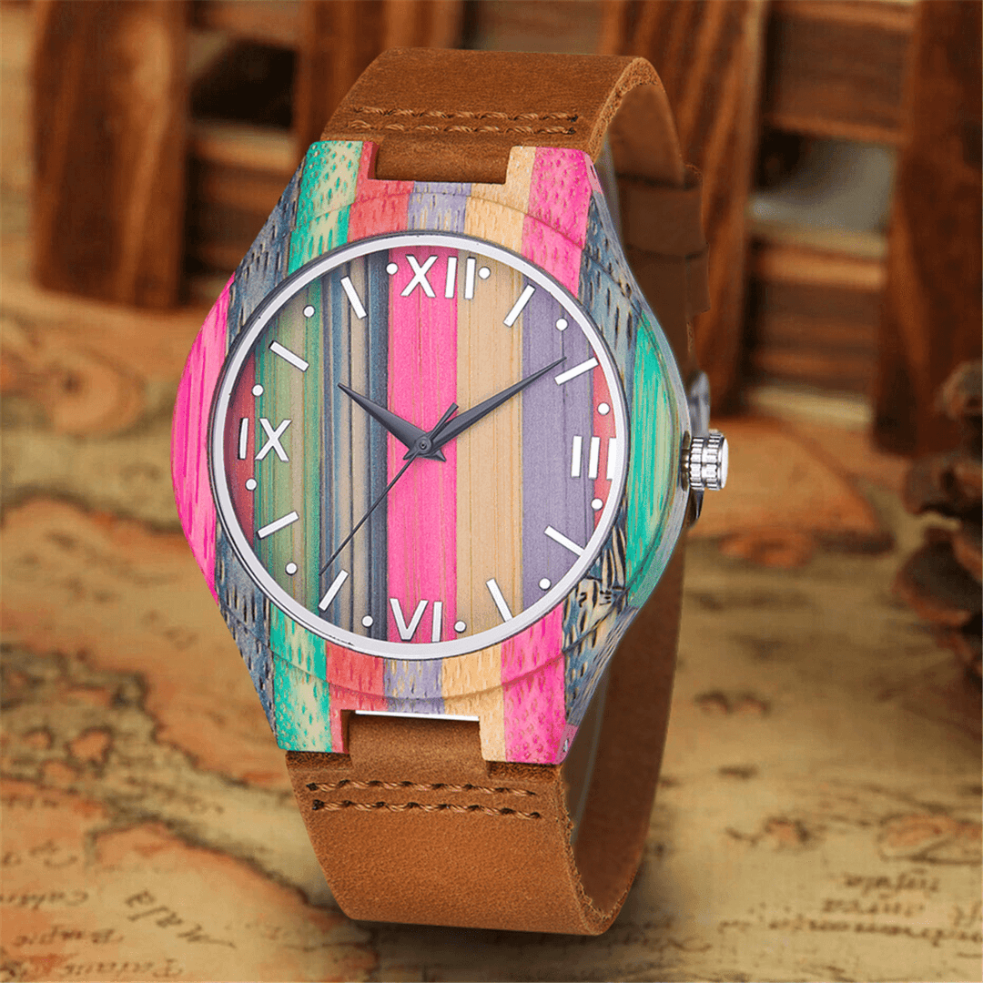 Fashion Colorful Case Dial Leather Strap Creative Style Casual Men Watch Quartz Watch - MRSLM