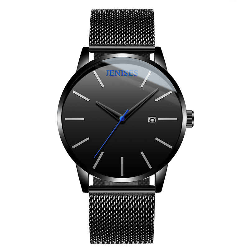 JENISES XD656 Waterproof Calendar Quartz Watches Milan Stainless Steel Strap Men Wrist Watch - MRSLM