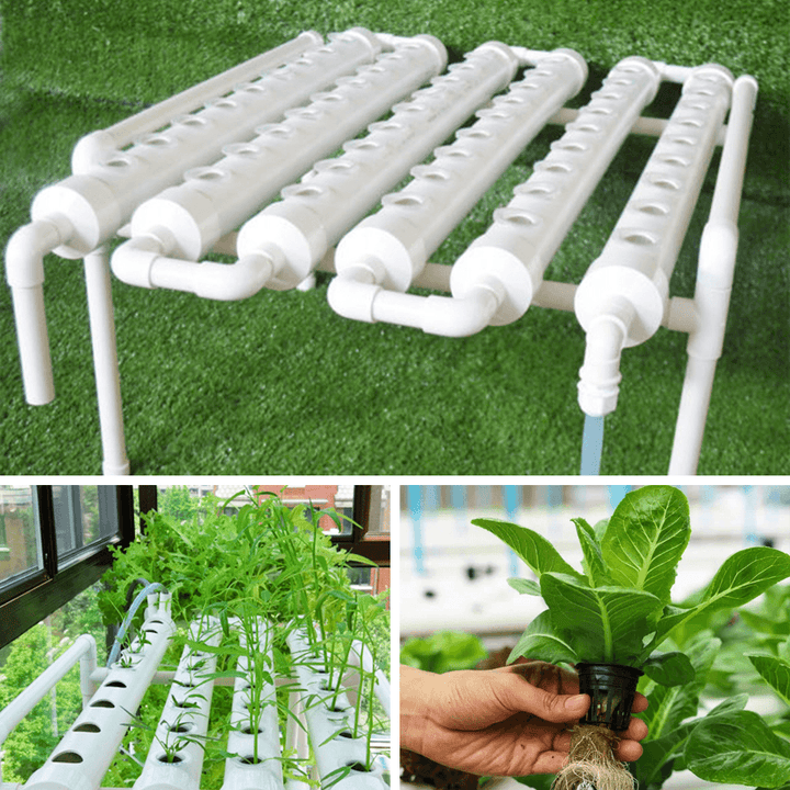 54 Holes 6 Pipes Horizontal Piping Site Grow Kit Flow DWC Deep Water Culture Planting Hydroponic System - MRSLM