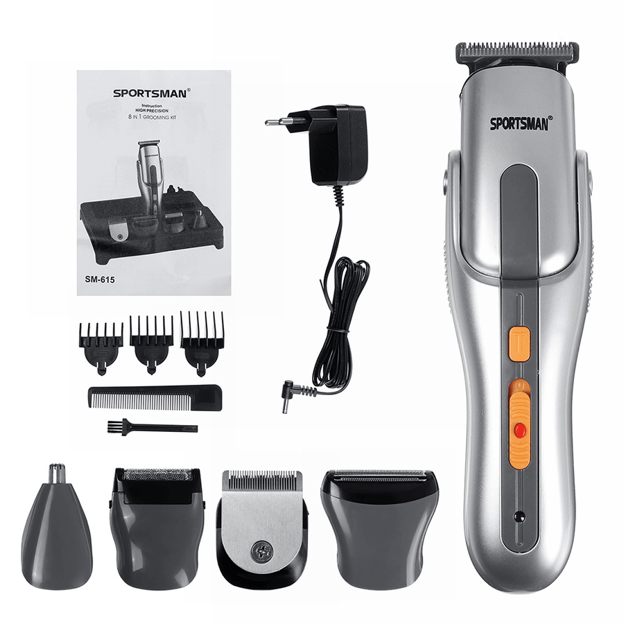 SPORTMAN SM-615 5 in 1 Electric Rechargeable Hair Clipper Multifunctional Hair Clipper Epilator Shaver Nose Trimming for Adult Kids Hair Cutting - MRSLM