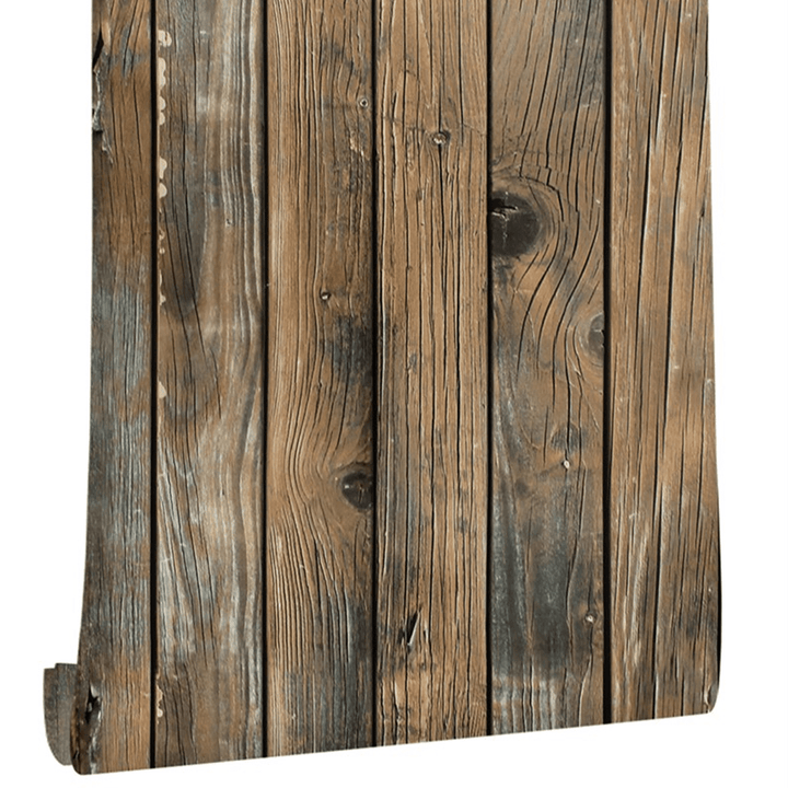 3D Retro Wood Planks Wallpaper Wall Decor Home Indoor Stick Self-Adhesive - MRSLM
