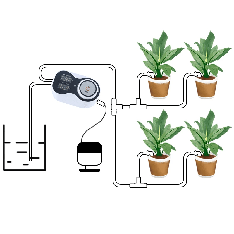 Intelligent Drip Irrigation System Automatic Timer Watering Device Garden Water Pump Controller for Potted Plant Flower - MRSLM