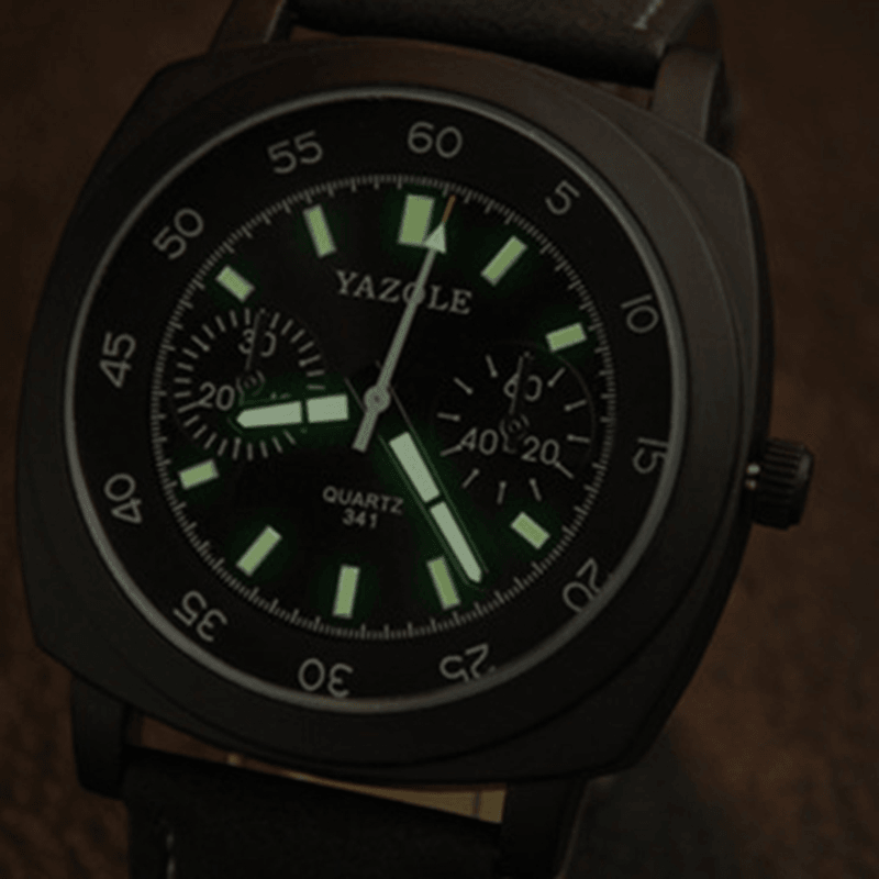 YAZOLE Square Dial Men Wrist Watch Waterproof Luminous Hands Quartz Watch - MRSLM