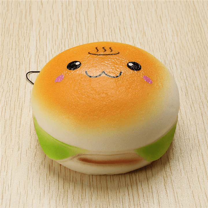 10Cm Squishy Hamburger Toy Random Cute Bread Phone Bag Strap Pendant - MRSLM