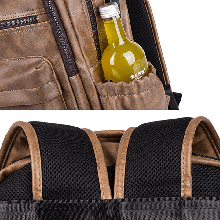 Faux Leather Laptop Bag Backpack Shoulder Bag for Men - MRSLM