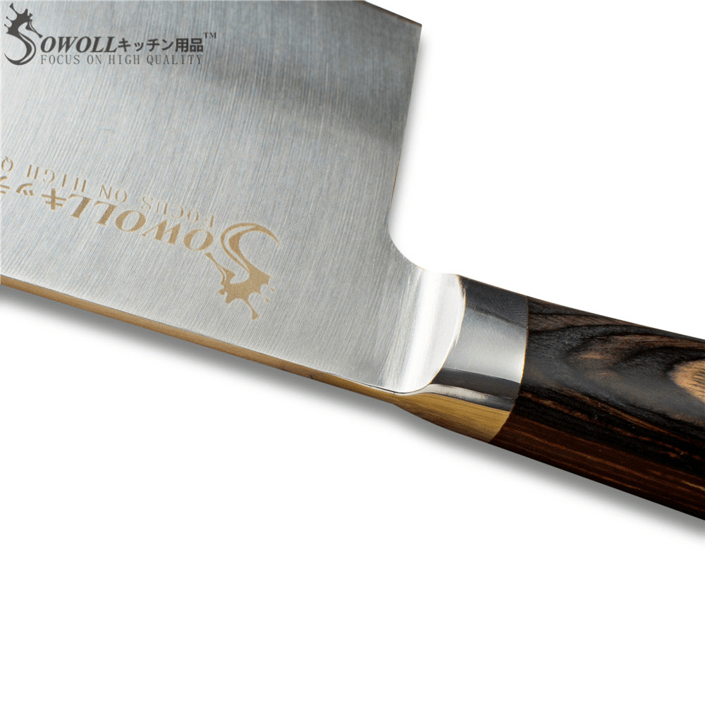 SOWOLL Stainless Steel 7 Inch Chopper Vegetable Knife Chef Kitchen Knife Professional Cooking Cleaver Chopping Knife Color Wood Handle - MRSLM