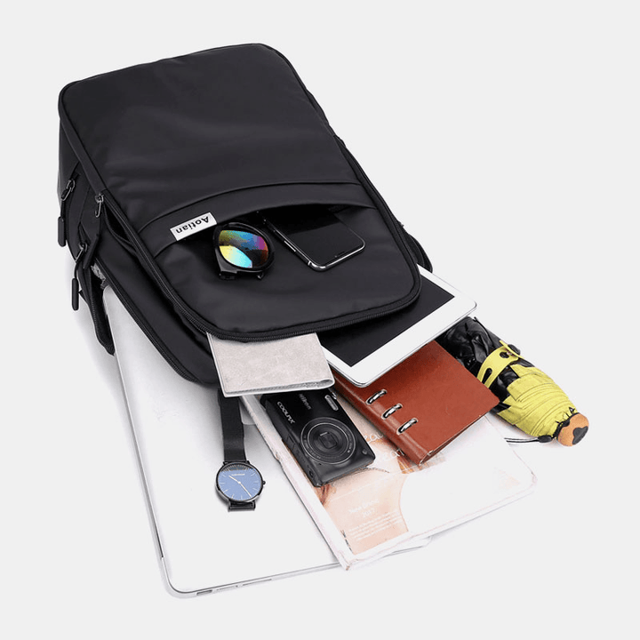 Men USB Charging Outdoor Nylon Travel Waterproof Large Capacity 13 Inch Laptop Bag Travel Bag Backpack - MRSLM