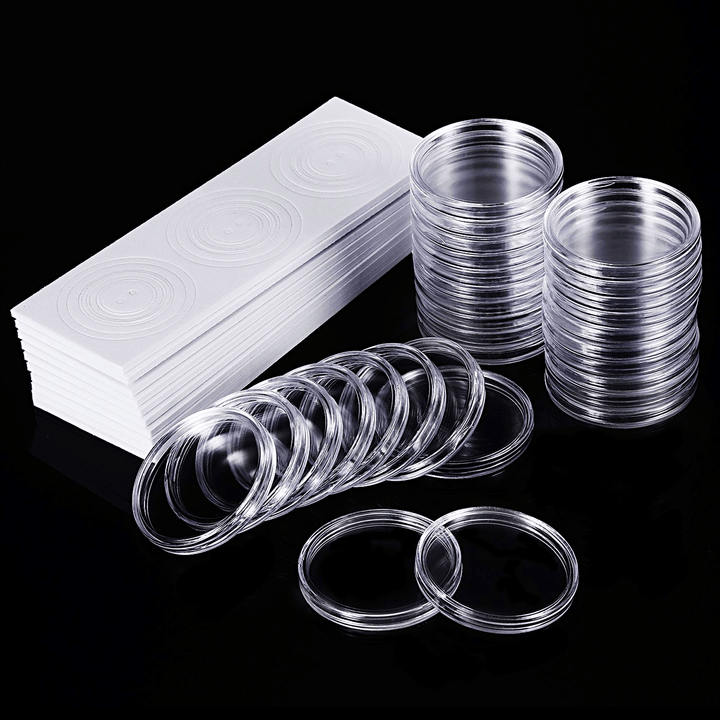 30Pcs/Lot 25Mm/27Mm/30Mm/40Mm Clear Plastic Coin Holder Capsules Cases round Storage Ring Boxes - MRSLM