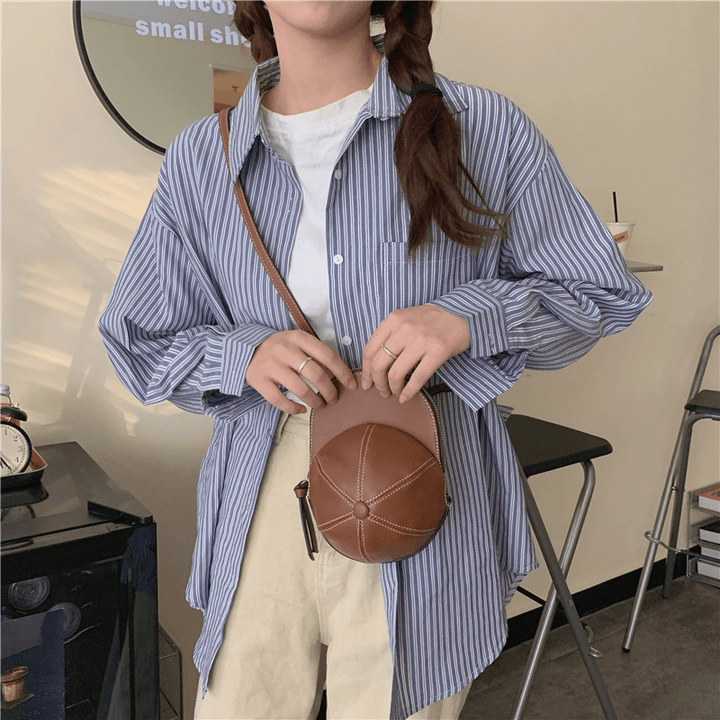 Women Faux Leather Baseball Hat Shape Causl Creative Shoulder Bag Crossbody Bag - MRSLM