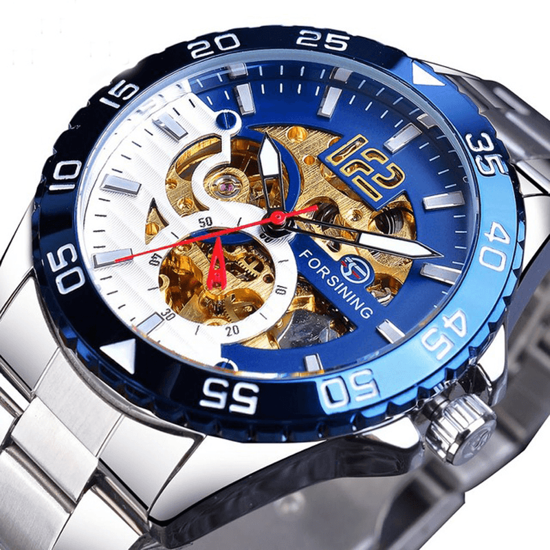 FORSINING TM366G Fashion Men Automatic Watch Business Stainless Steel Strap Mechanical Watch - MRSLM