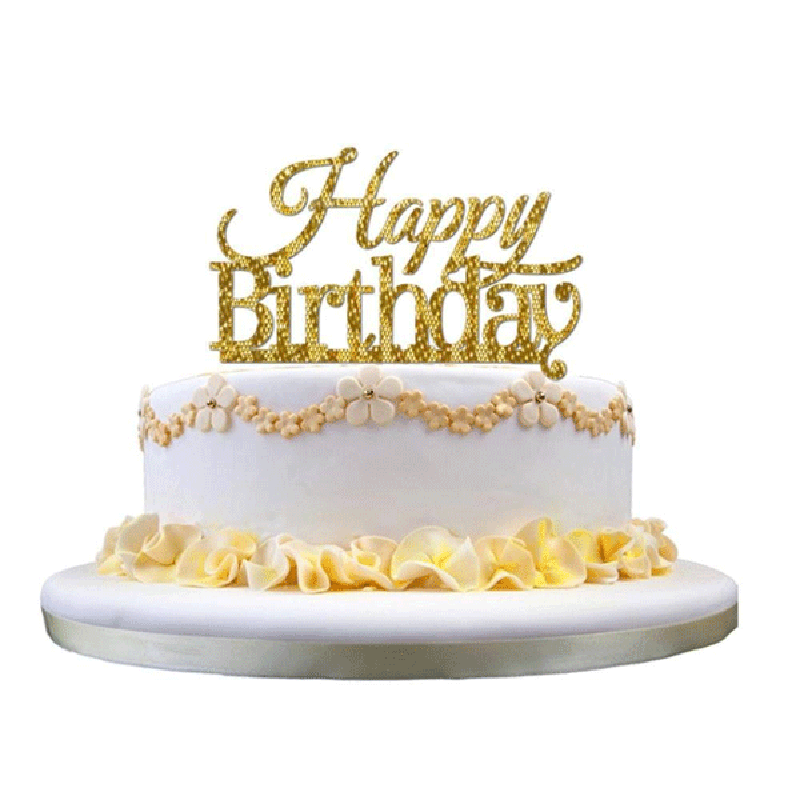 Honana CF-CT03 Happy Birthday Acrylic Cake Topper Golden Shining Party Cake Decoration - MRSLM