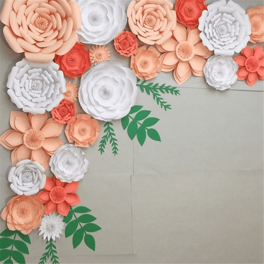 2 PCS Large Paper Flowers Backdrop Birthday Wall Decor Party DIY Decoration - MRSLM