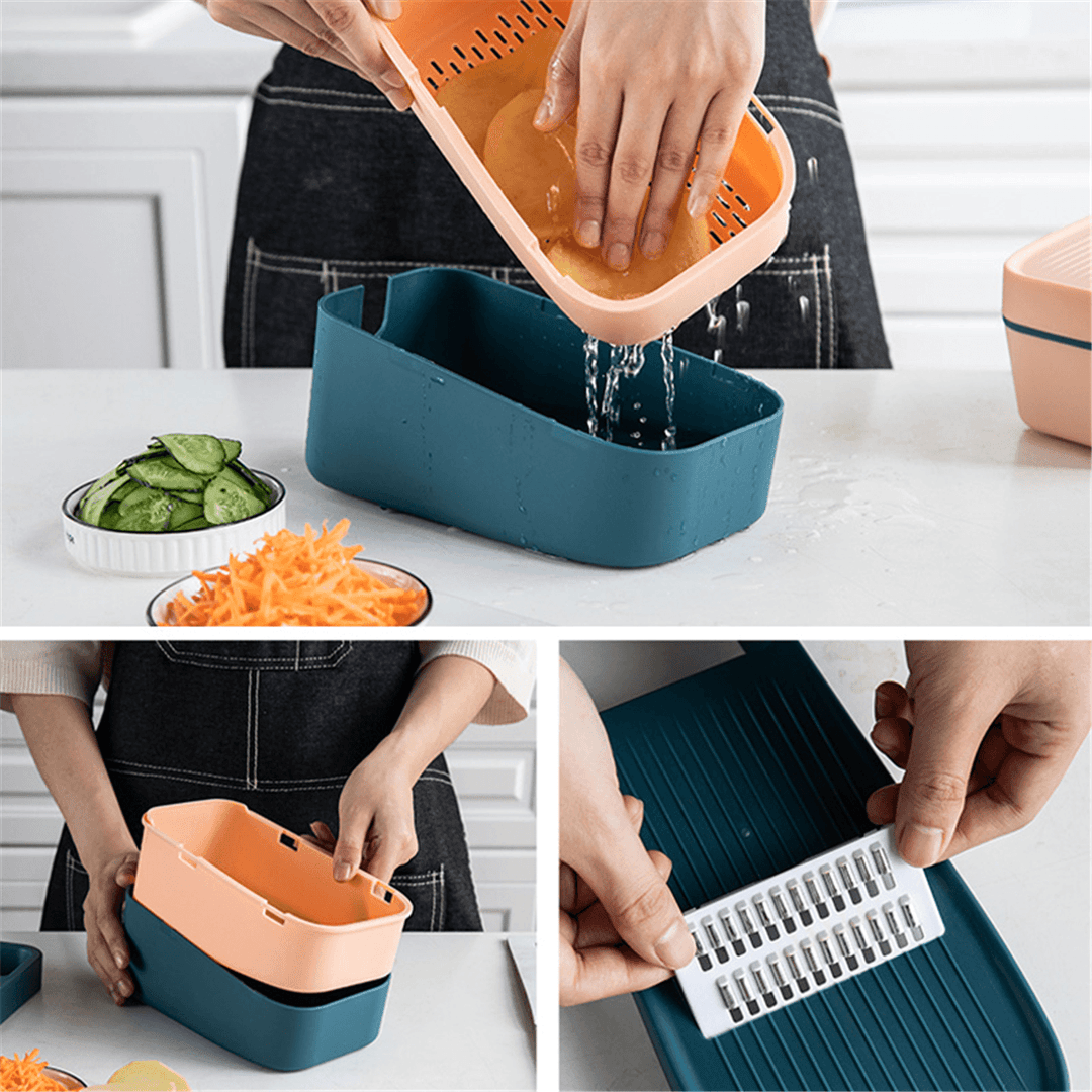 Multi-Function Vegetable Slicer Cutter Potato Wavy Grater with Strainer for Home Kitchen Food Cutting Tool - MRSLM