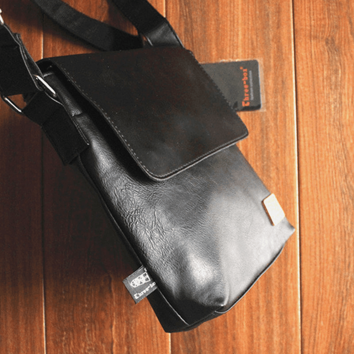 Men PU Leahter Back Anti-Theft Pocket Crossbody Bags Casual 6.5 Inch Phone Bag Messenger Bag Shoulder Bag Travel Bag - MRSLM