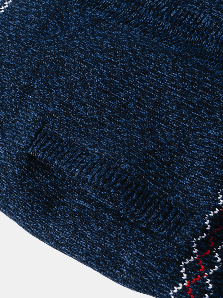 Mens Geometric Graphics Knitted Fleece Lined Warm Sweater Cardigans - MRSLM